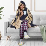 Golden Tribal Sea Turtle Print Hooded Blanket