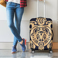 Golden Tribal Sea Turtle Print Luggage Cover