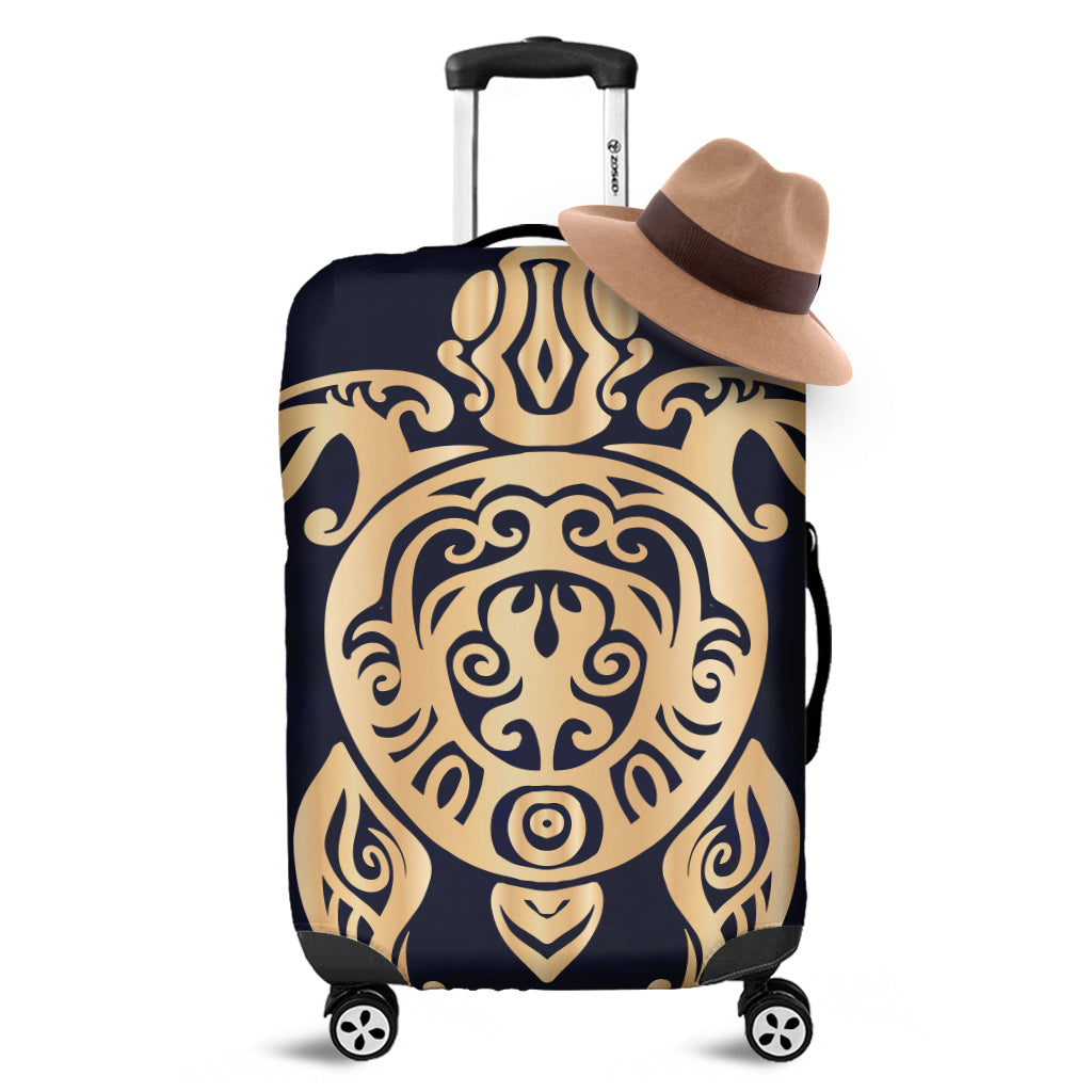 Golden Tribal Sea Turtle Print Luggage Cover