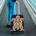 Golden Tribal Sea Turtle Print Luggage Cover