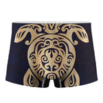 Golden Tribal Sea Turtle Print Men's Boxer Briefs