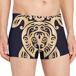 Golden Tribal Sea Turtle Print Men's Boxer Briefs