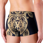 Golden Tribal Sea Turtle Print Men's Boxer Briefs