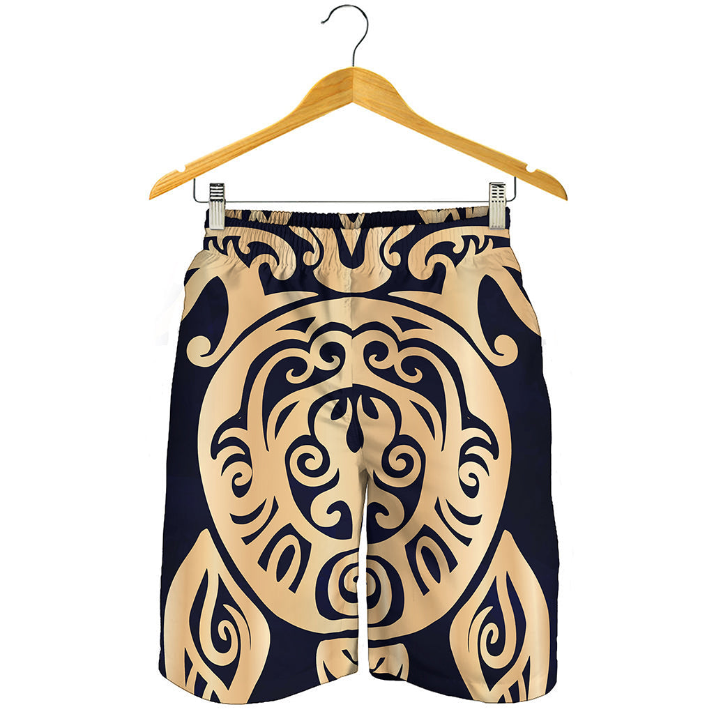Golden Tribal Sea Turtle Print Men's Shorts