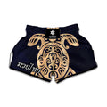 Golden Tribal Sea Turtle Print Muay Thai Boxing Shorts