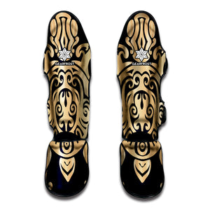 Golden Tribal Sea Turtle Print Muay Thai Shin Guard