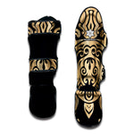 Golden Tribal Sea Turtle Print Muay Thai Shin Guard