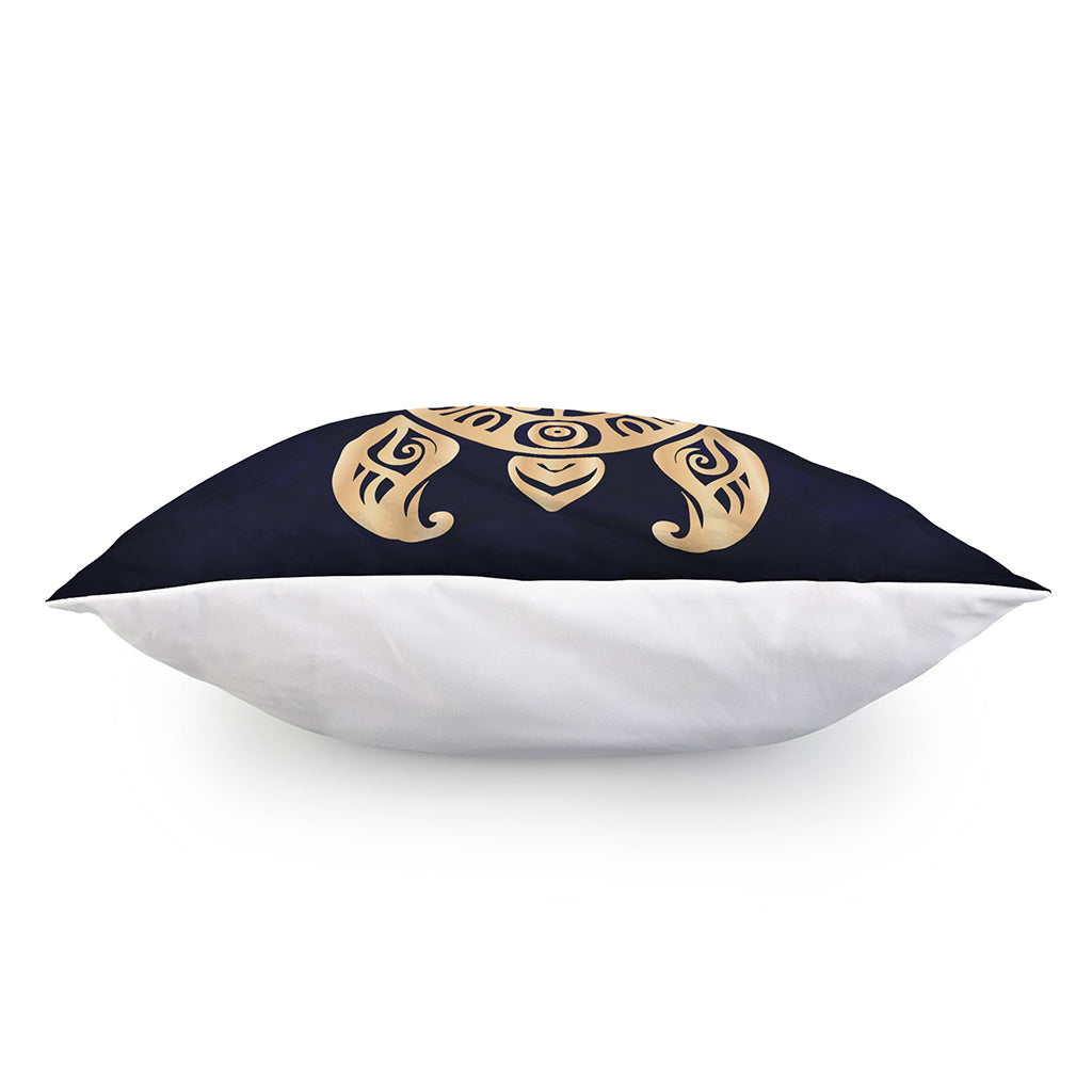 Golden Tribal Sea Turtle Print Pillow Cover