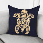 Golden Tribal Sea Turtle Print Pillow Cover
