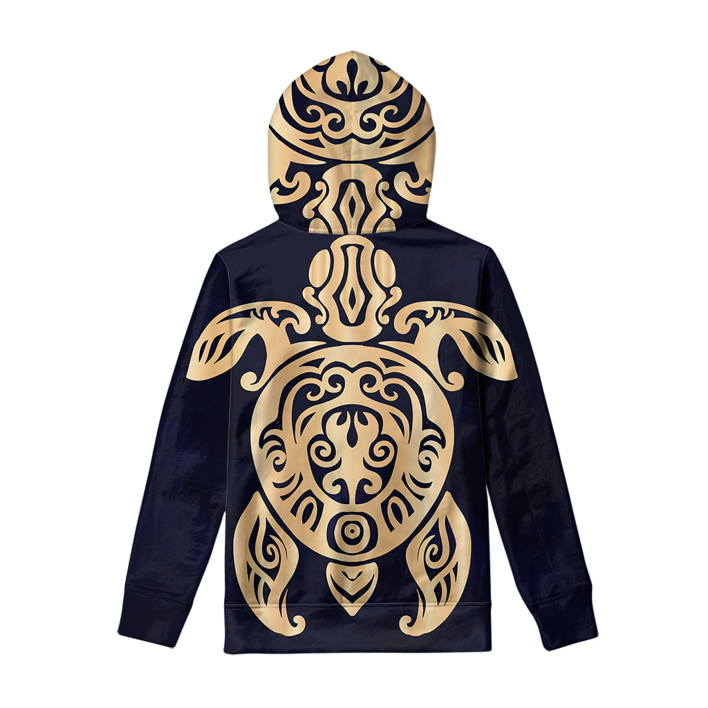 Golden Tribal Sea Turtle Print Pullover Hoodie