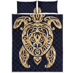 Golden Tribal Sea Turtle Print Quilt Bed Set