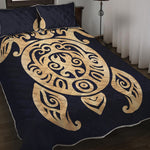 Golden Tribal Sea Turtle Print Quilt Bed Set