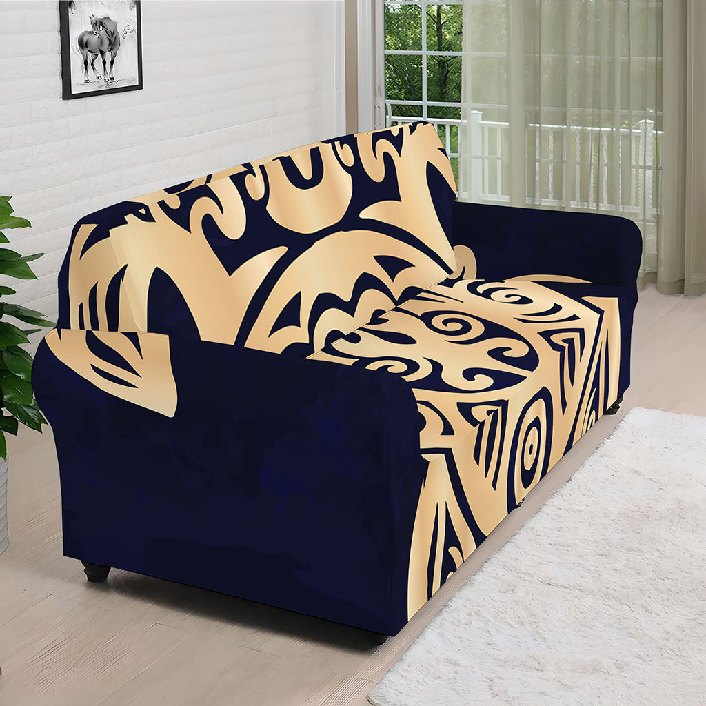 Golden Tribal Sea Turtle Print Sofa Cover