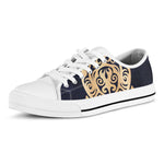 Golden Tribal Sea Turtle Print White Low Top Shoes