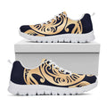 Golden Tribal Sea Turtle Print White Running Shoes