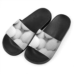 Golf Ball 3D Print Black Slide Sandals