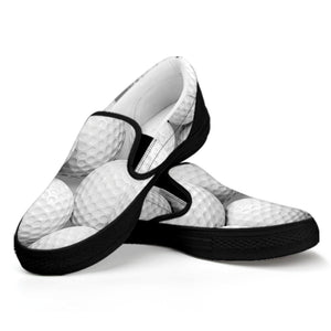 Golf Ball 3D Print Black Slip On Shoes