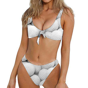 Golf Ball 3D Print Front Bow Tie Bikini