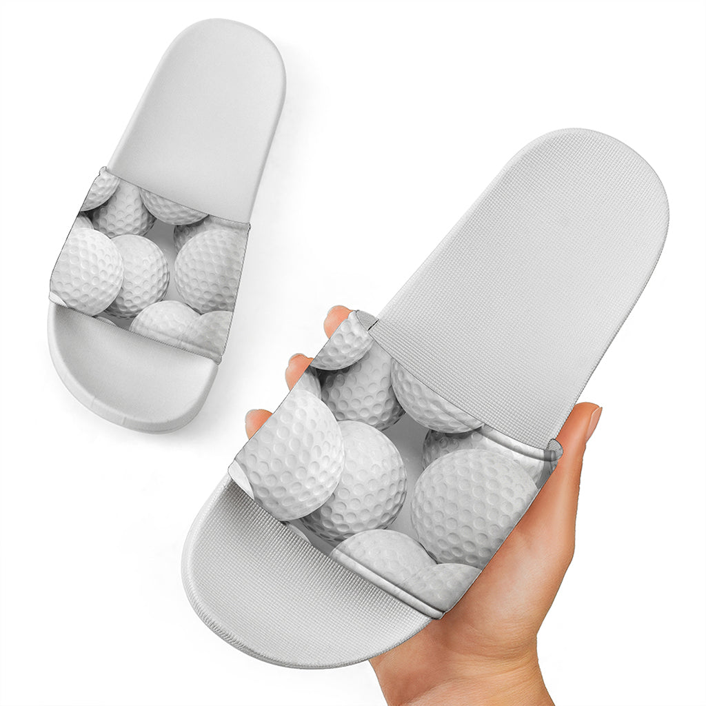 Golf Ball 3D Print White Slide Sandals
