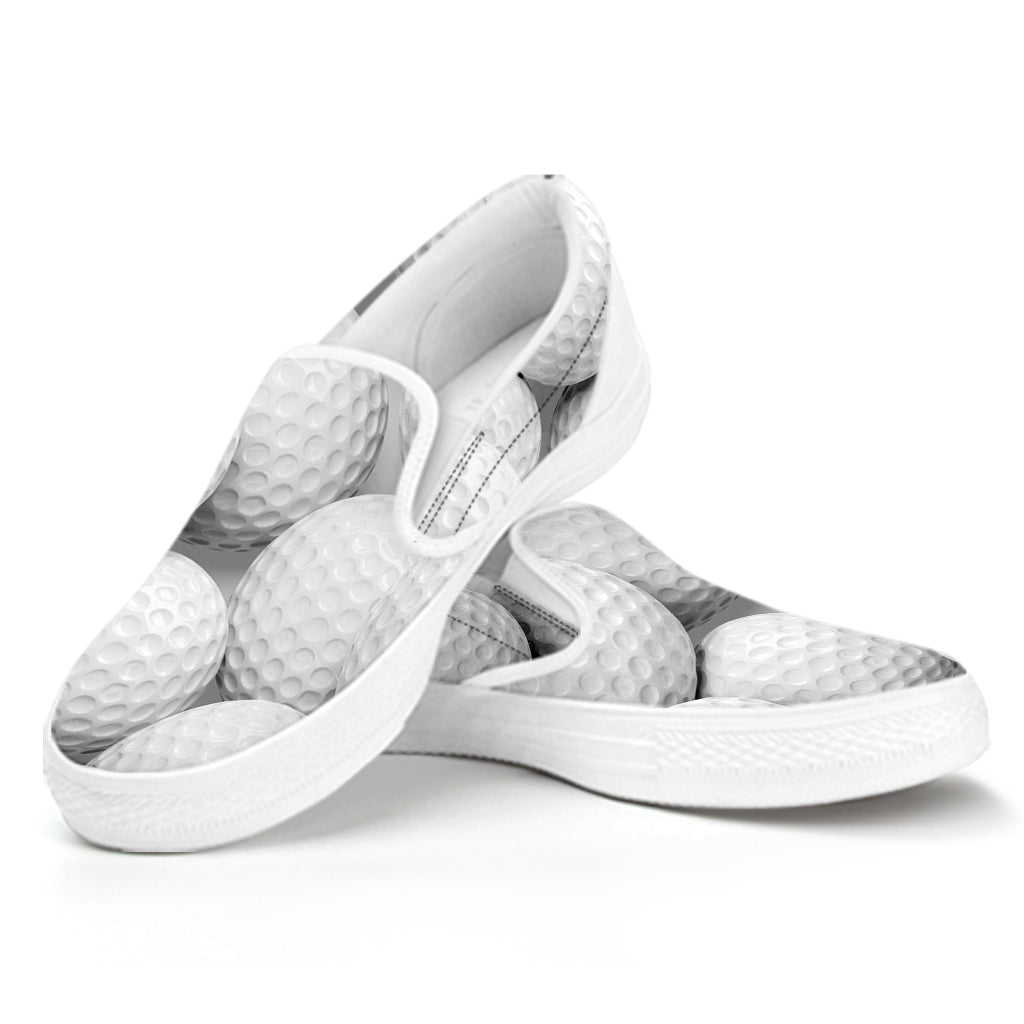 Golf Ball 3D Print White Slip On Shoes