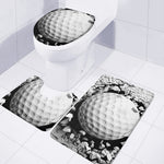 Golf Ball Breaking Wall Print 3 Piece Bath Mat Set
