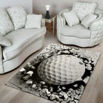 Golf Ball Breaking Wall Print Area Rug