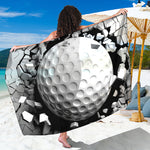 Golf Ball Breaking Wall Print Beach Sarong Wrap