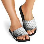 Golf Ball Breaking Wall Print Black Slide Sandals