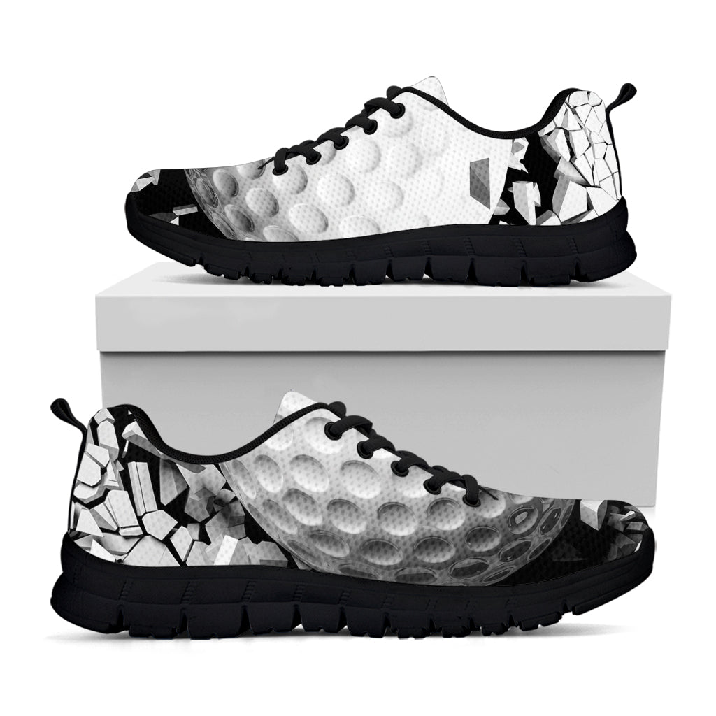 Golf Ball Breaking Wall Print Black Sneakers