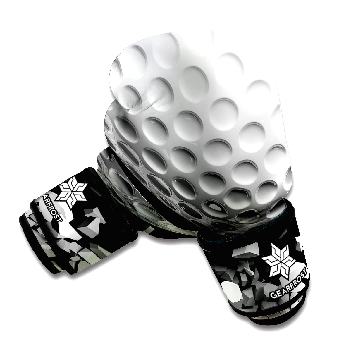 Golf Ball Breaking Wall Print Boxing Gloves