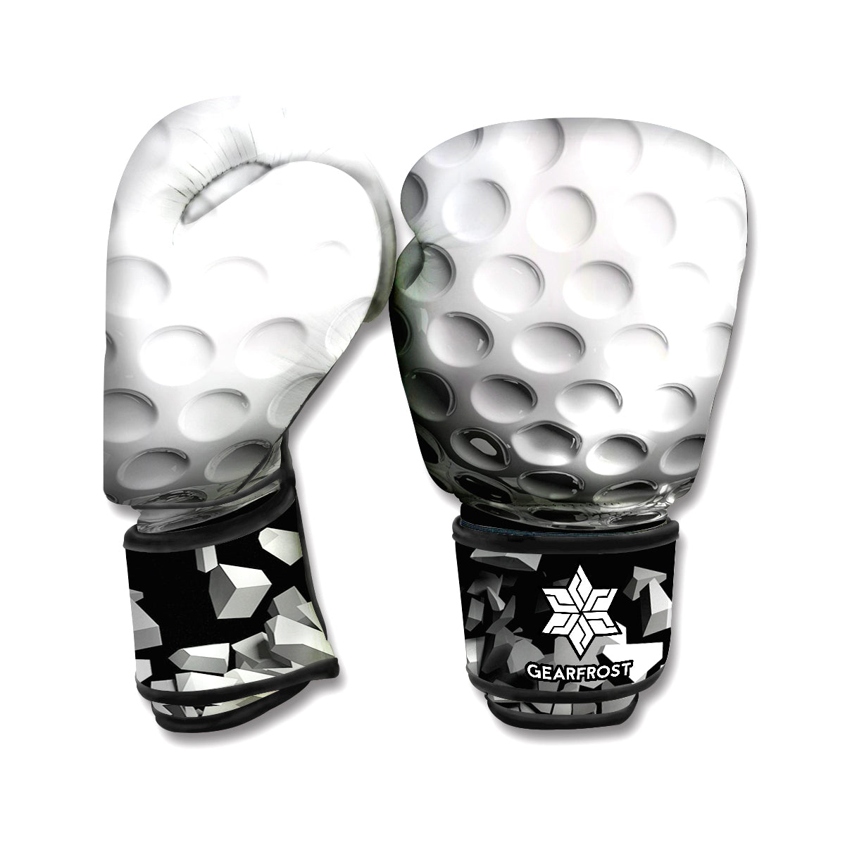 Golf Ball Breaking Wall Print Boxing Gloves