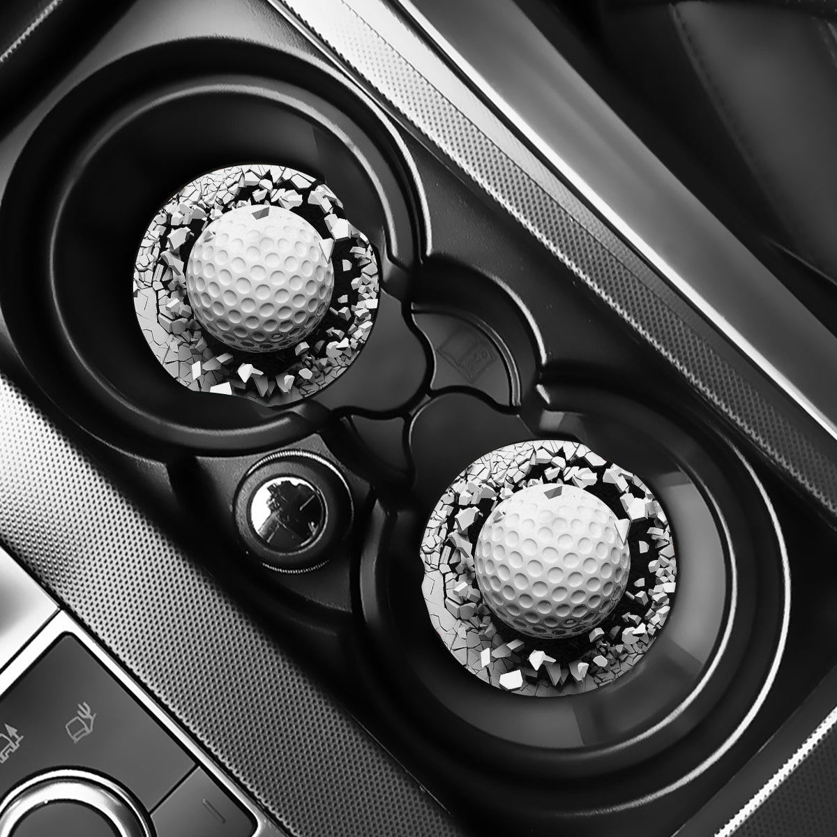 Golf Ball Breaking Wall Print Car Coasters