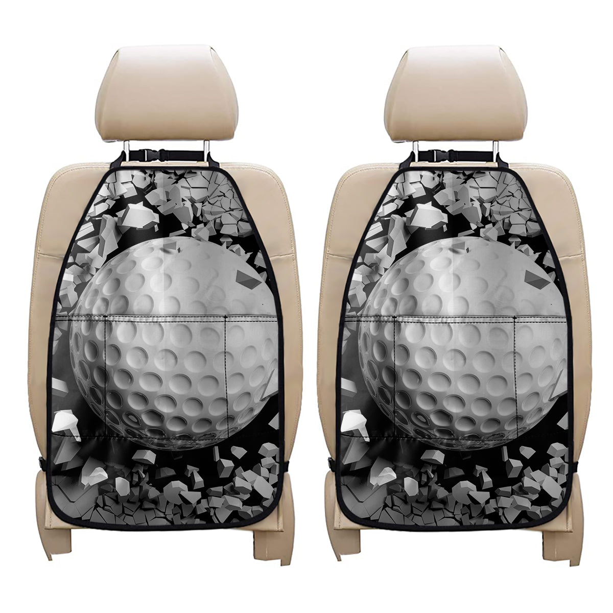 Golf Ball Breaking Wall Print Car Seat Organizers