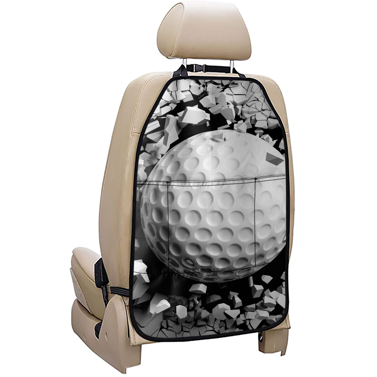 Golf Ball Breaking Wall Print Car Seat Organizers