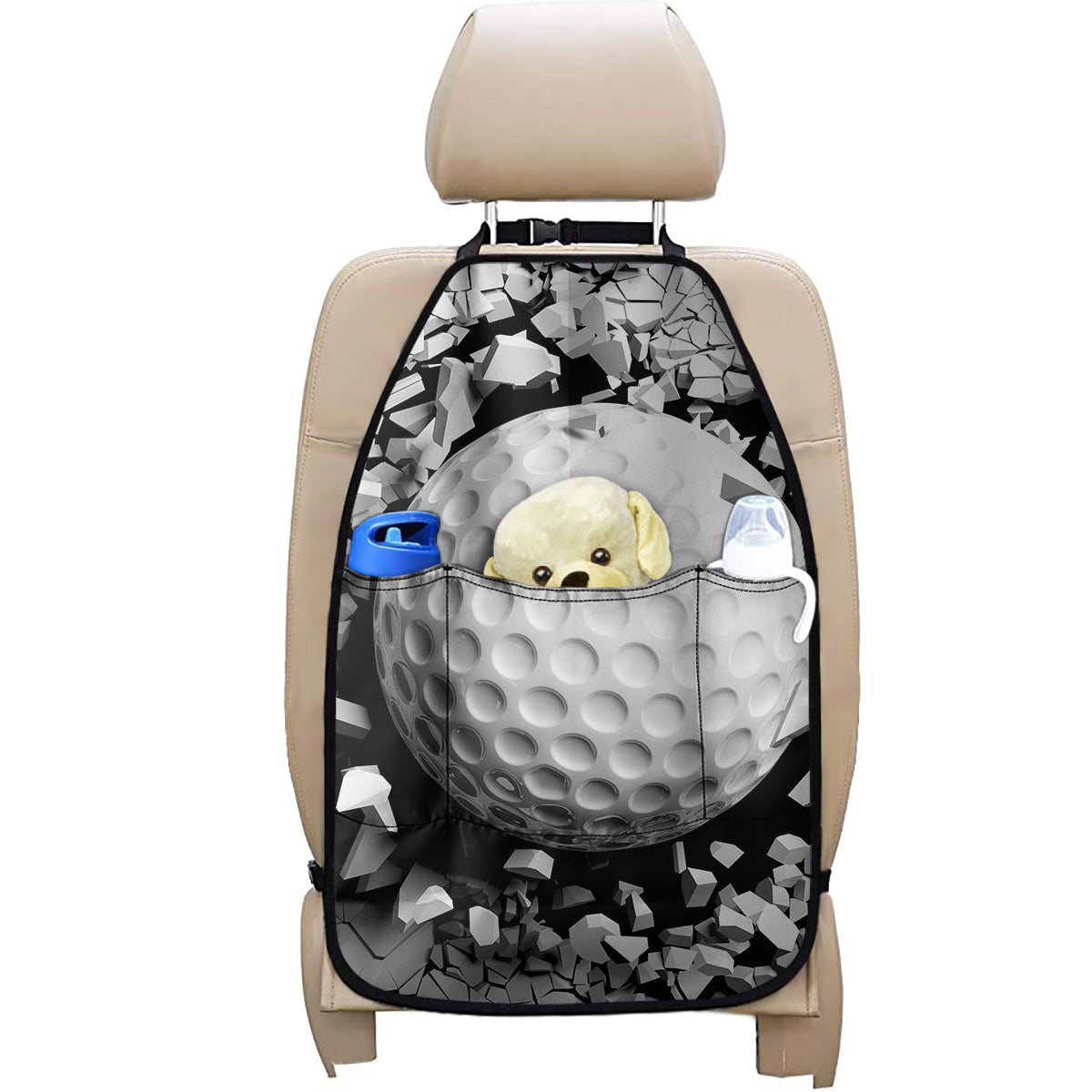 Golf Ball Breaking Wall Print Car Seat Organizers