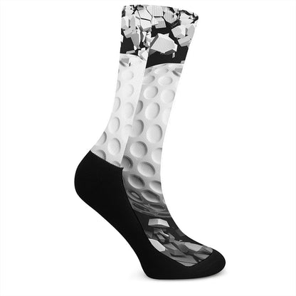 Golf Ball Breaking Wall Print Crew Socks