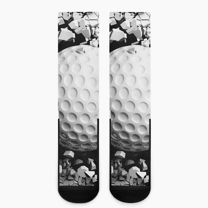 Golf Ball Breaking Wall Print Crew Socks