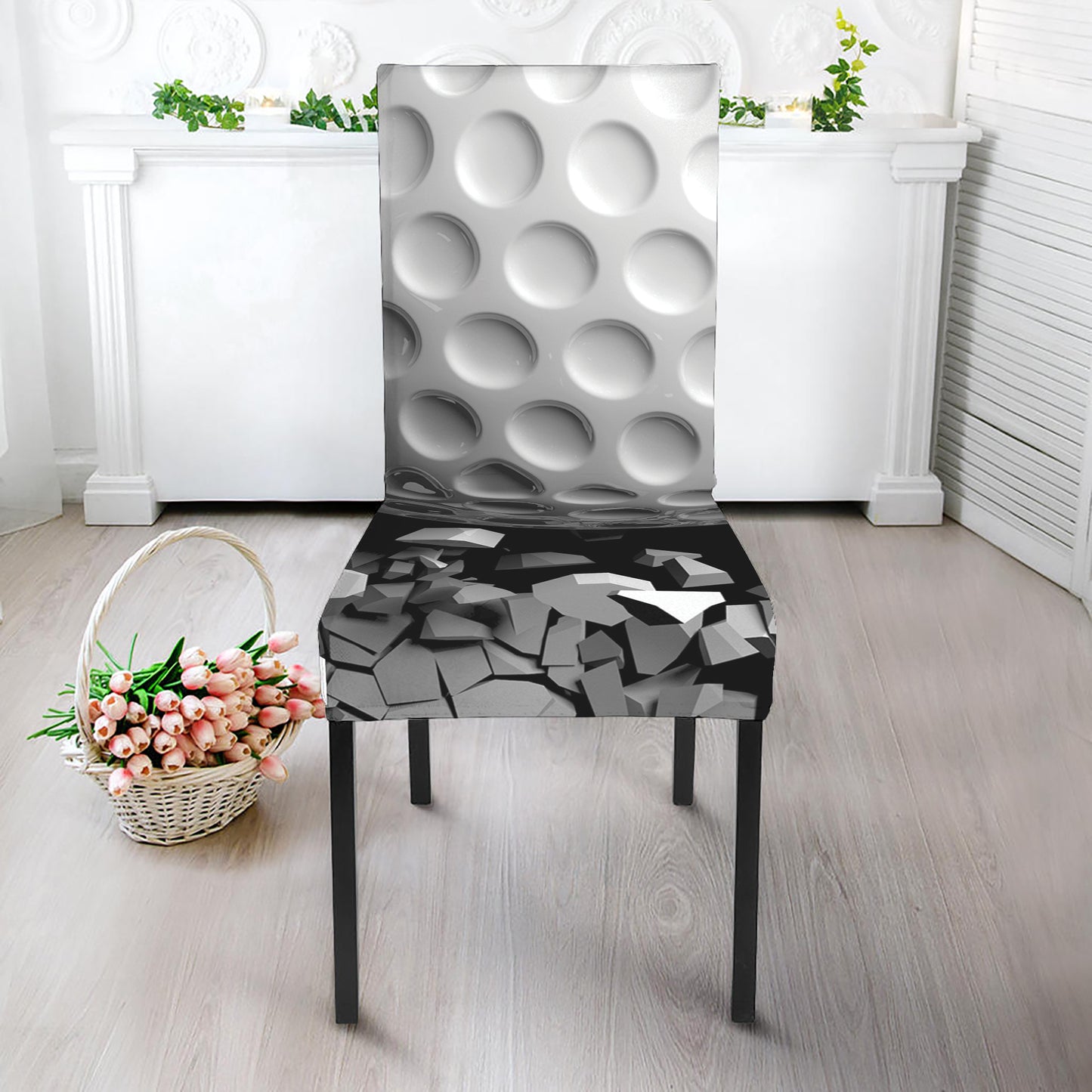 Golf Ball Breaking Wall Print Dining Chair Slipcover