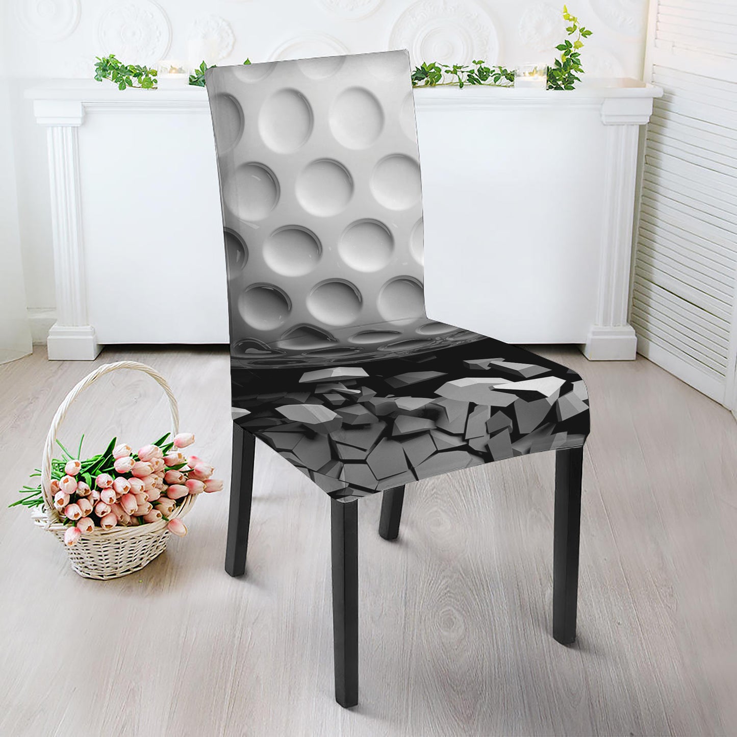 Golf Ball Breaking Wall Print Dining Chair Slipcover