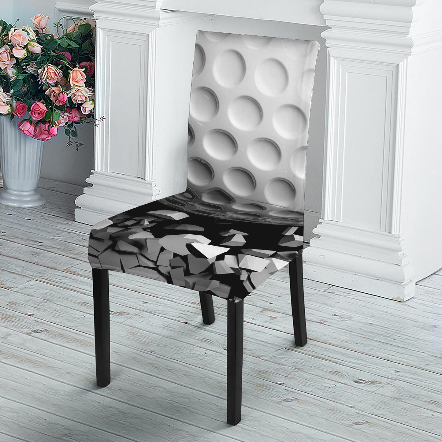 Golf Ball Breaking Wall Print Dining Chair Slipcover