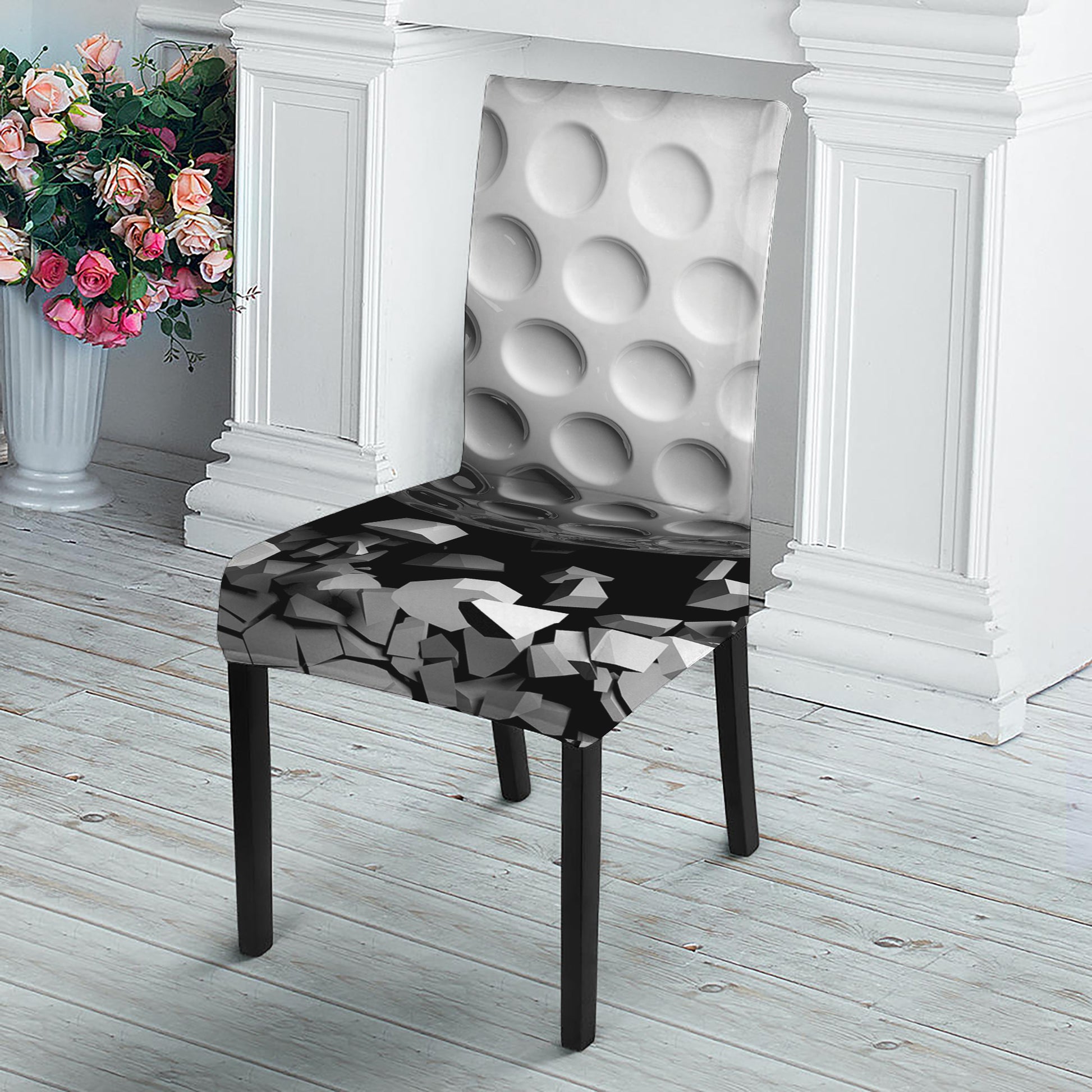 Golf Ball Breaking Wall Print Dining Chair Slipcover