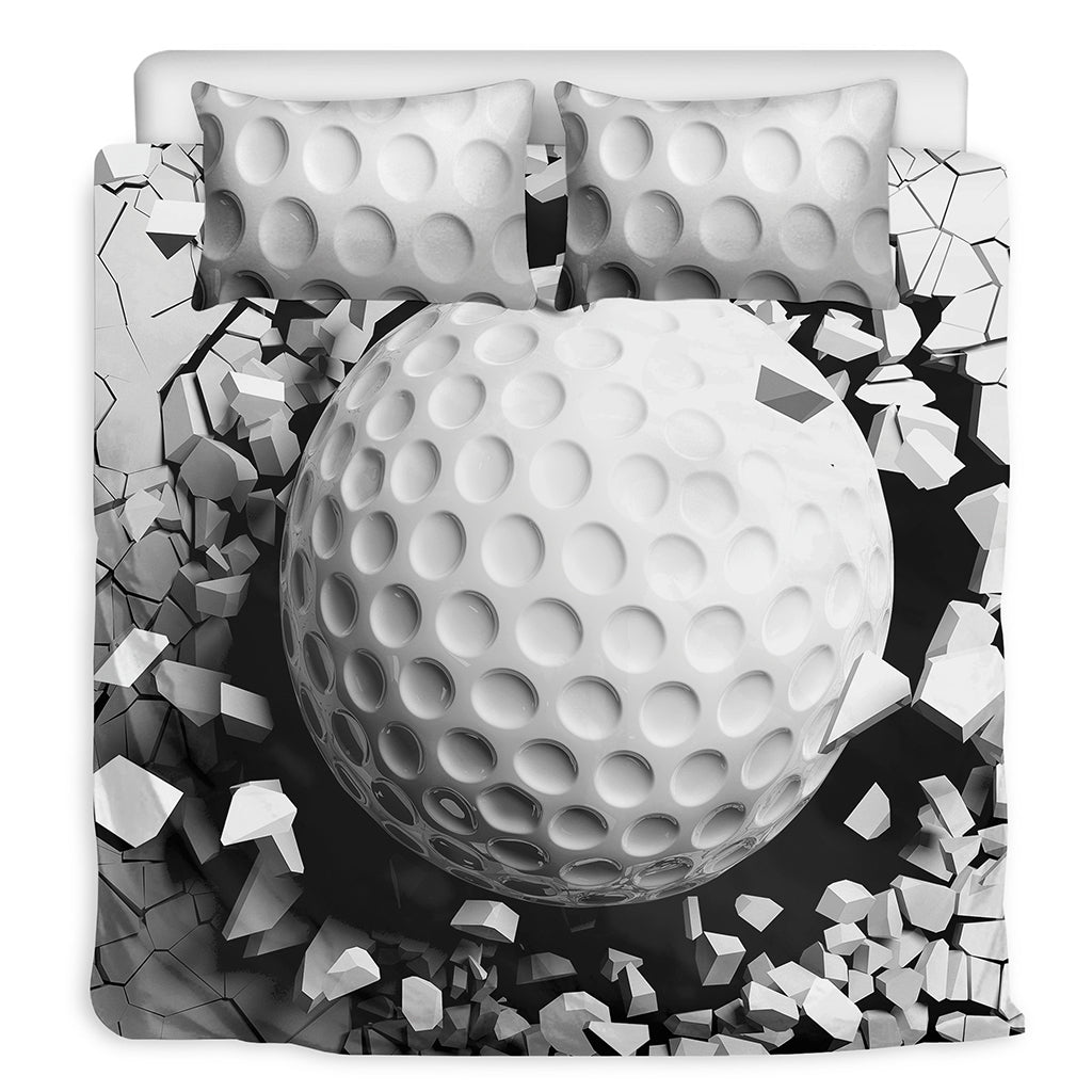 Golf Ball Breaking Wall Print Duvet Cover Bedding Set