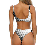 Golf Ball Breaking Wall Print Front Bow Tie Bikini