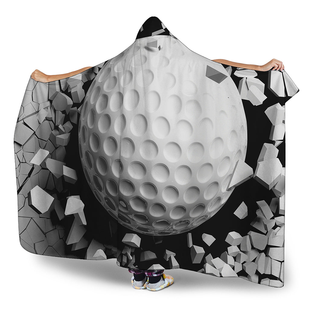 Golf Ball Breaking Wall Print Hooded Blanket