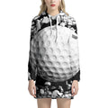 Golf Ball Breaking Wall Print Pullover Hoodie Dress