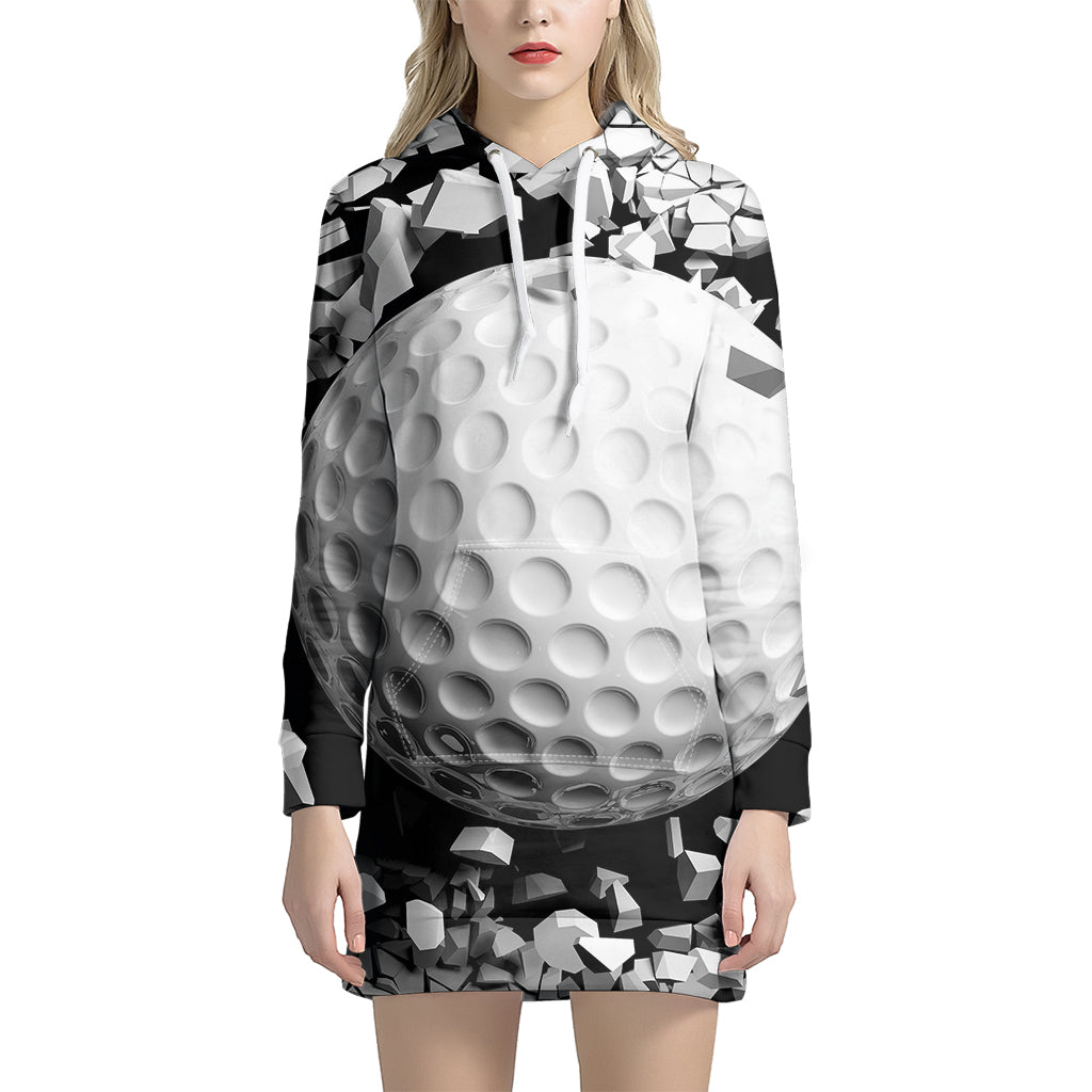 Golf Ball Breaking Wall Print Hoodie Dress