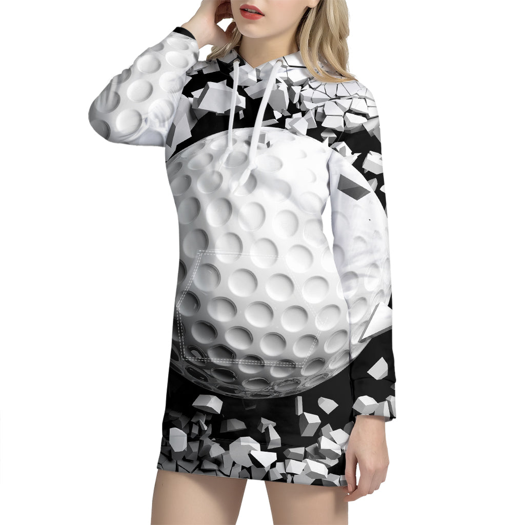 Golf Ball Breaking Wall Print Hoodie Dress