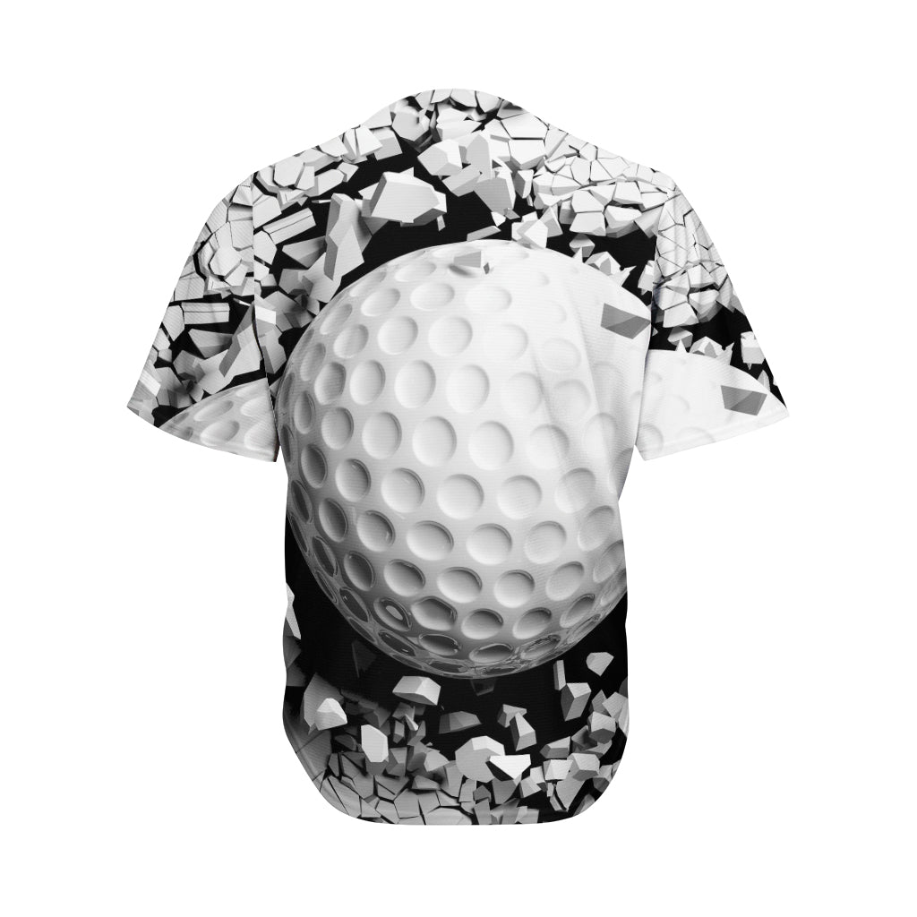 Golf Ball Breaking Wall Print Men's Baseball Jersey