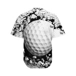 Golf Ball Breaking Wall Print Men's Baseball Jersey