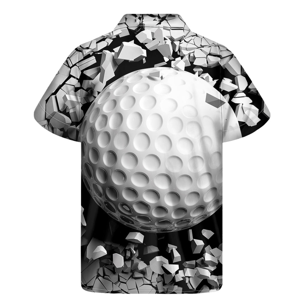 Golf Ball Breaking Wall Print Men's Short Sleeve Shirt